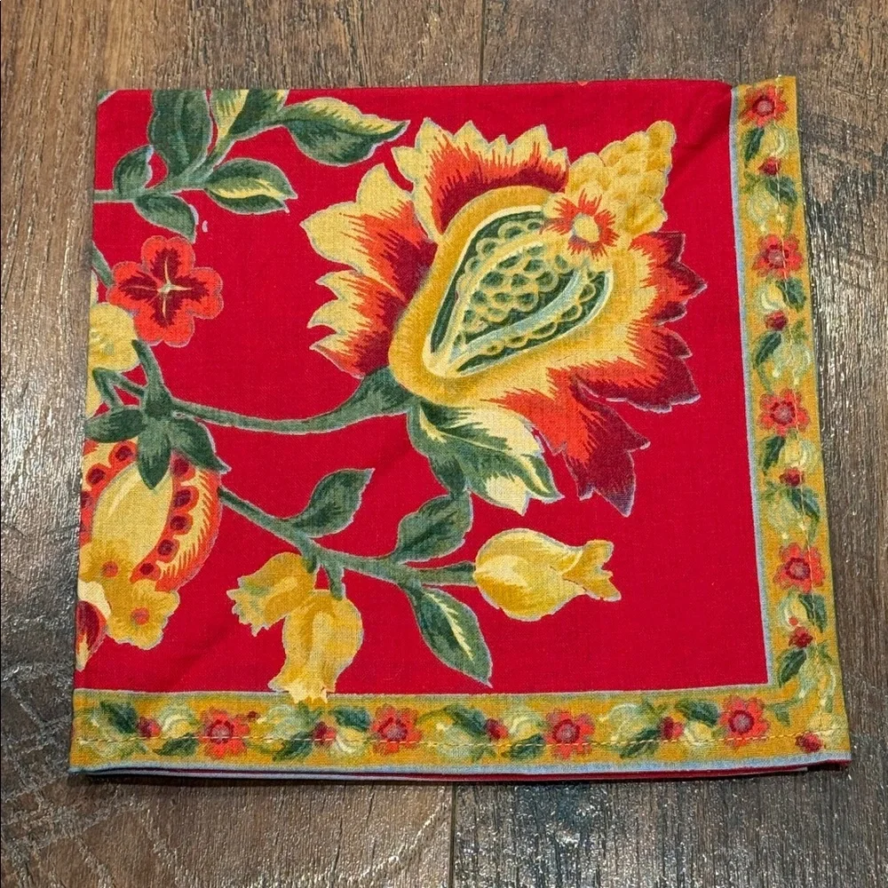 April Cornell Red Floral Napkins